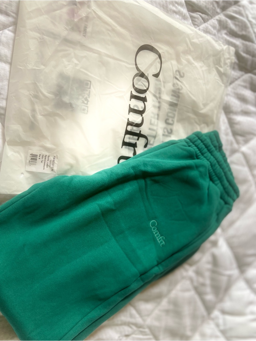 NWT Comfrt Women's Teal Elastic-Waist Track Joggers